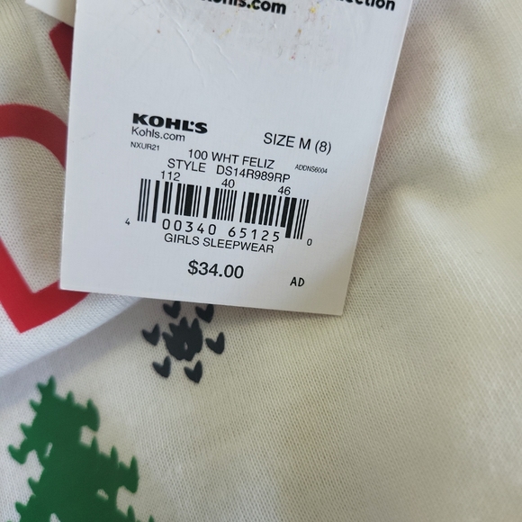 NWT Girl Medium (8) Christmas Pajamas Jammies For Your Families Feliz Navidad - Picture 5 of 9